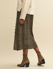 Green Floral Sadie Midi Skirt