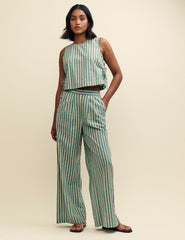 Fearne Cotton Green Stripe Wide Leg Trousers