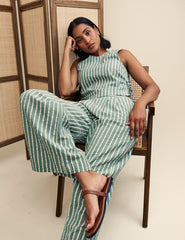 Fearne Cotton Green Stripe Wide Leg Trousers