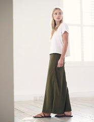 Khaki Green Linen-blend Mila Midaxi Skirt