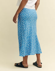 Blue Daisy Print Mila Midi Skirt