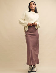 Dusky Pink Mila Slip Midi Skirt