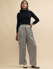 Black and White Full Length Wide Leg Zeena Trousers
