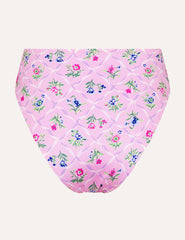 Pink Floral High Waist Bikini Bottom