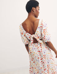 Multi Big Floral Print Loretta Midi Dress