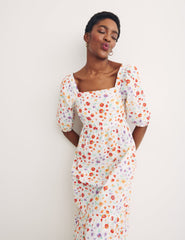 Multi Big Floral Print Loretta Midi Dress