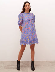 Blue Big Floral Clara Mini Dress