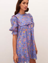 Blue Big Floral Clara Mini Dress