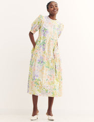 Multi Big Floral Rochelle Midi Dress