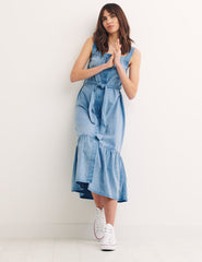 Blue Dew Strappy Midi Dress