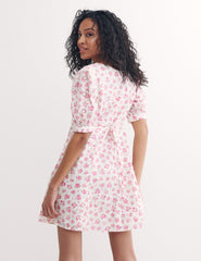 Pink Big Floral Penny Broderie Mini Dress