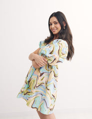 Multi Retro Print Eugenia Mini Dress