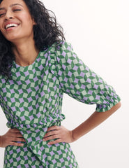 Green Geometric Print Felicia Midi Dress