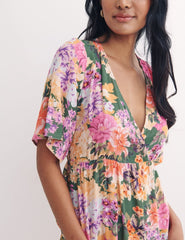 Ciara Bloom Green Clementine Midi Dress