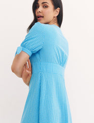 Blue Check Alexis Midi Dress
