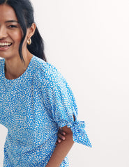 Blue Leopard Print Esme Midi Dress