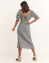 Black Check Dawn Midi Dress