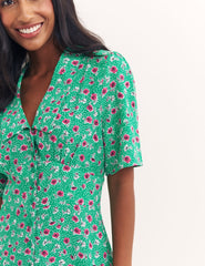 Green Ditsy Floral Daisy Mini Dress