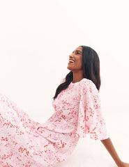 Pink Leopard Print Eva Midi Dress