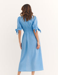 Blue Esme Textured Midi Dress