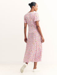 Evelyn Ditsy Purple Leanna Midi Dress