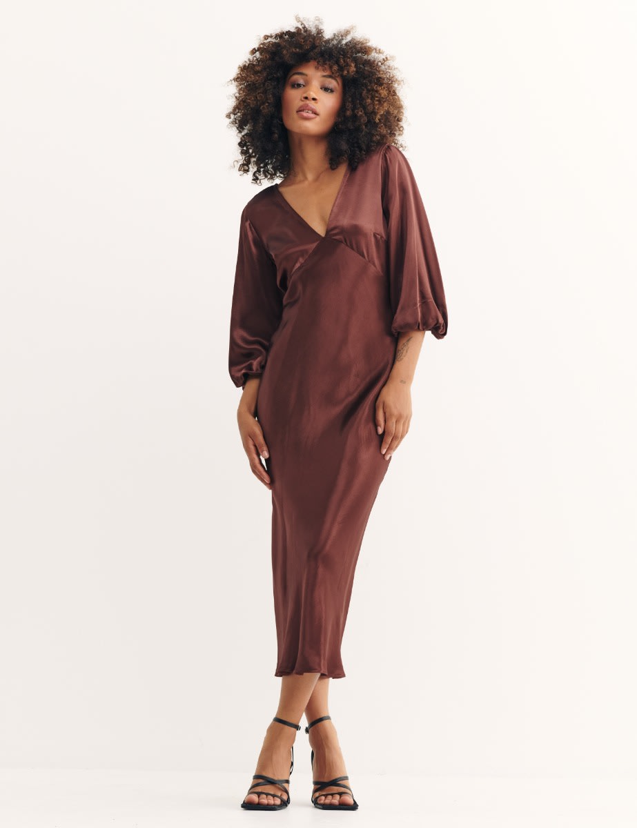 Brown Ciara Midi Dress