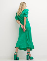 Green Animal Jacquard Moira Midi Dress