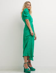 Green Animal Jacquard Moira Midi Dress