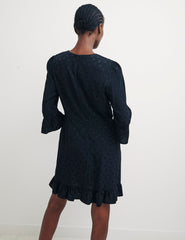 Black Spot Jaquard Fleur Mini Dress