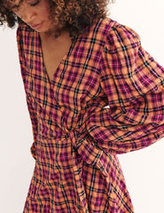 Orange & Pink Check Rio Mini Dress