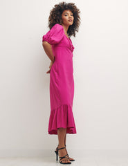 Pink Darcie Midi Dress Plain