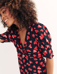 Black Meredith Heart Katty Midi Dress