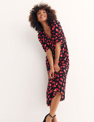 Black Meredith Heart Katty Midi Dress