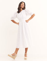 White Broderie Bridgette Midi Dress