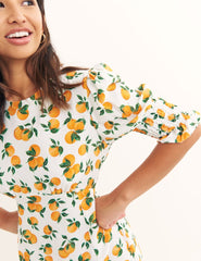 White Conversation Print Luna Midi Dress