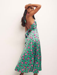 Blush Floral Green Holly Halter Dress
