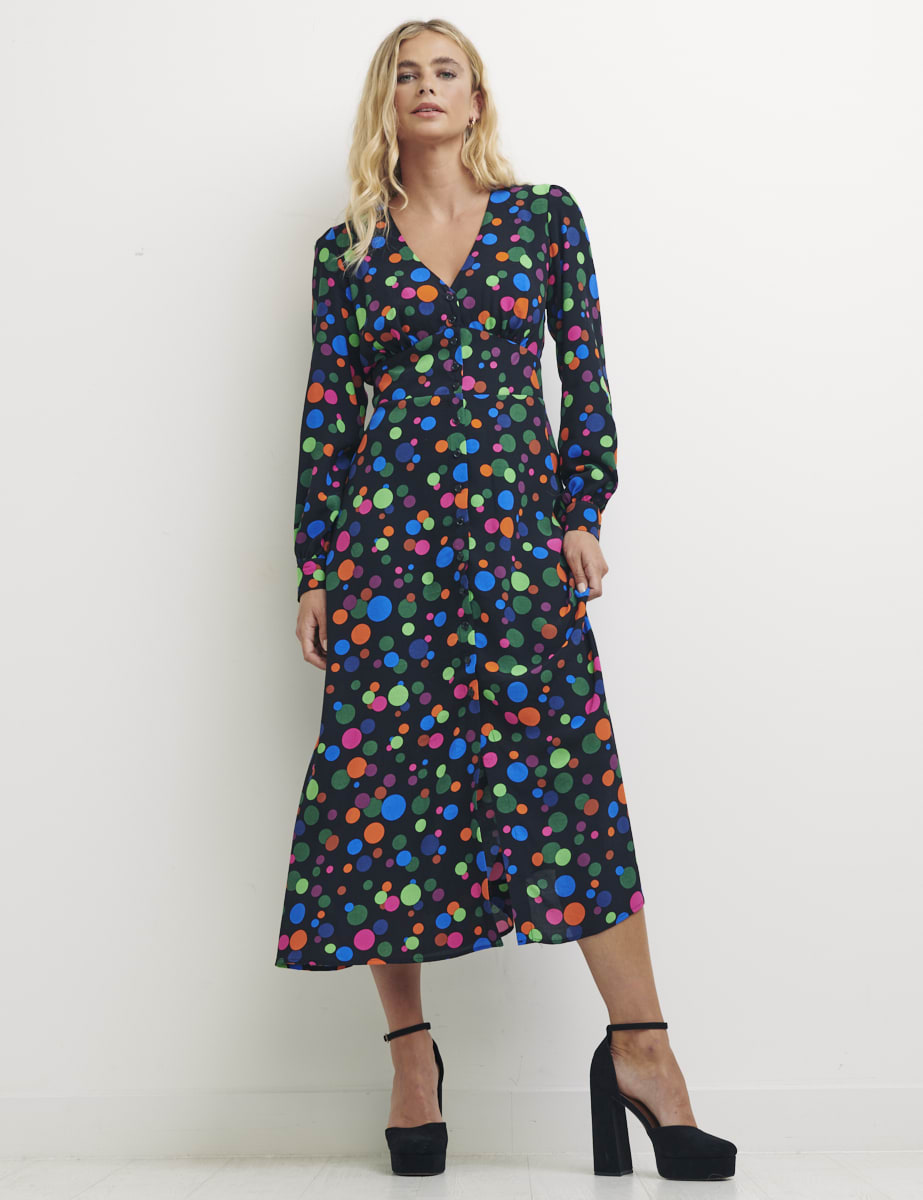 Multi Disco Spot Siri Midi Dress
