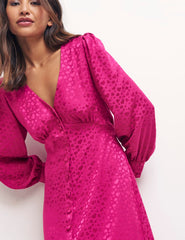 Heart Jaquard Pink Tasha Midi Dress