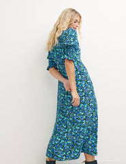 Aurelia Floral Blue Luna Midi Dress