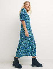 Aurelia Floral Blue Luna Midi Dress