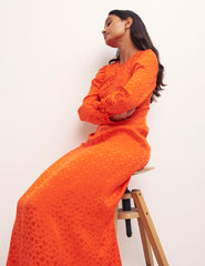 Heart Jaquard Orange Niamh Midi Dress