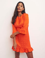 Heart Jaquard Orange Fleur Mini Dress