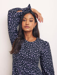 Black Star Jacquard Purple Peggy Mini Dress