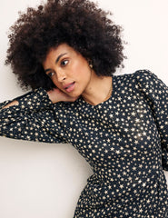 Black Star Jacquard Gold Peggy Mini Dress