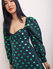 Taffeta Spot Green Mary Mini Dress