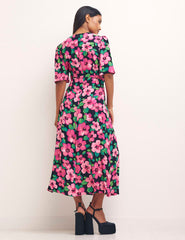 Billie Floral Pink Octavia Midi Dress