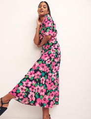 Billie Floral Pink Octavia Midi Dress