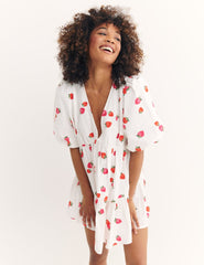 Cream Conversation Print Vienna Mini Dress