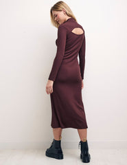 Brown Bailey Cutout Rib Midi Dress
