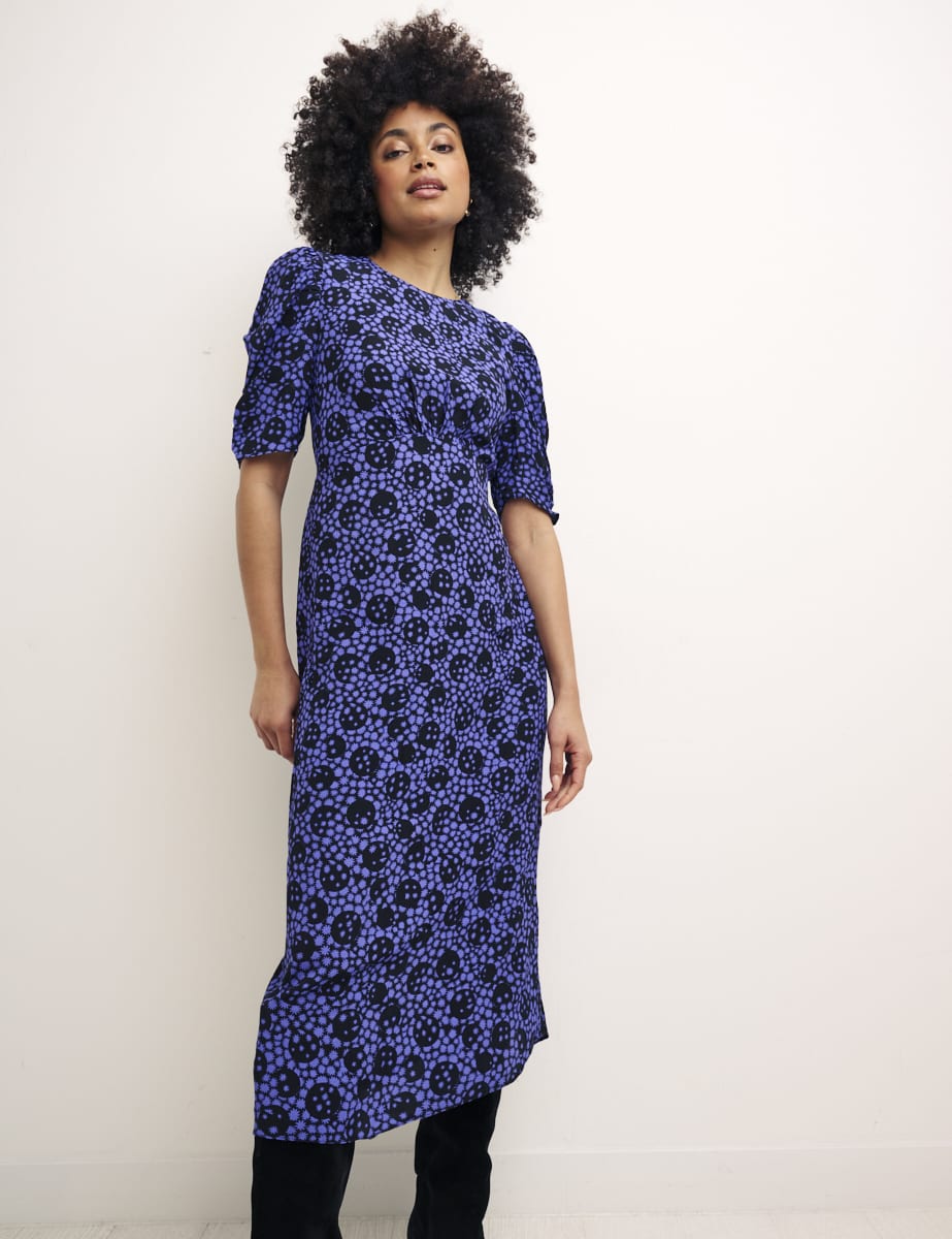 Purple Floral Evie Midi Dress